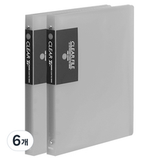 희망사무포인트 A4 클리어 파일 40매 O링 반투명, 흑색, 6개