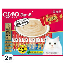 INABA CIAO 肉泥, 綜合海鮮口味, 易舔食, 營養均衡, 每次一包新鮮享受, 手持餵食方便, 綜合海鮮, 560g, 2袋