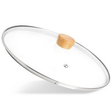 에브리 넘침방지 강화유리 뚜껑 우드, 18cm, 1개
