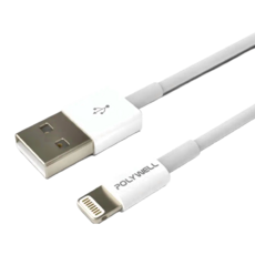 POLYWELL 寶利威爾 Type-A Lightning iPhone充電線, 1m, 白色, 1條