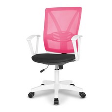 체어포커스 힐링체어 화이트바디 베이직 메쉬 책상의자 T100, 핑크