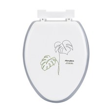 코멧 소프트 변기 커버 특대형, 화사한 몬스테라 식물 디자인, 1개