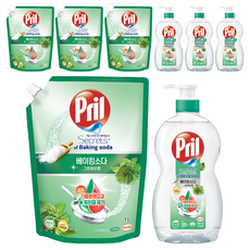 프릴 시크릿 오브 베이킹소다 주방세제 그린허브향 700ml 4p + 리필 1L 4p, 1세트