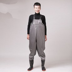 高級型釣魚潮間帶防水胸筒長筒靴, 12灰色格紋胸圍46