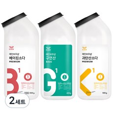 레인보우샵 톡톡이 삼총사 베이킹소다 프리미엄 500g + 구연산 베이직 420g + 과탄산소다 프리미엄 500g, 2세트 - 톡톡이