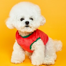 Dog-i 水果圖案刺繡絨毛寵物狗背心, 草莓
