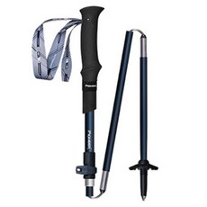 pioneer 開拓者 消光系 五節登山杖 Set, 碳纖維 鋁合金, EVA輕量式手把, 長款, 兩入附杖袋, 消光藍, 105~125cm, 1組