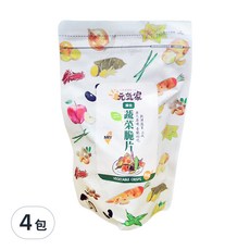 元氣家 綜合蔬菜脆片, 真空脫水技術, 保留蔬菜風味, 無添加人工色素香精, 無防腐劑, 健康美味, 100g, 4包