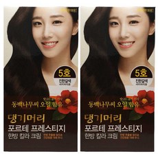댕기머리 포르테 프레스티지 한방칼라크림 새치 염모제 + 샴푸 7ml, 5호 진한갈색, 2개