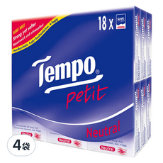 Tempo 4層迷你紙手帕18入, 柔韌耐用, 18包, 4袋