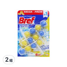 Bref 妙力 掛鉤式馬桶潔廁球 檸檬香 Set 12顆, 掛勾設計 清潔球, 150g, 2組
