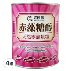 Hold in Young 好飲養 赤藻糖醇粉, 天然零熱量糖, 無糖精, 無蔗糖素, 無添加防腐劑, 美國進口, 600g, 4罐