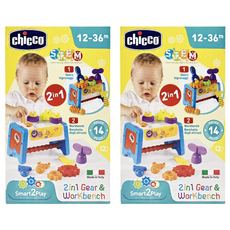 Chicco 智高 Smart 2 Play 益智趣味工具箱, 2合1齒輪工作台, 12-36個月適用, 2個, Multicolor
