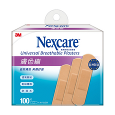 3M Nexcare 膚色繃帶, 美觀舒適 透氣服貼 黏貼穩固 防水 100片, 1盒
