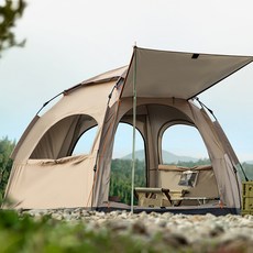 ROTICAMP 一觸式六角圓頂帳篷 2窗戶, 燒焦, 4-5人