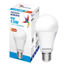 ADATA 威剛 大廣角高效LED燈泡 13W AL-BUA60C4A-13W65 124 x 60mm, 白光, 2個