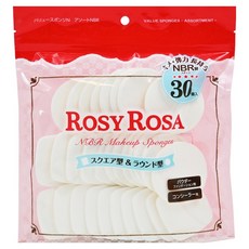 ROSY ROSA NBR 化妝海綿, 圓型 & 方型, 粉底/遮瑕用, 30個入, #845528, 1包