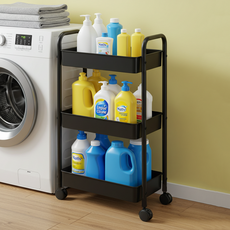 리네프 이동식 틈새 트롤리 3단, 블랙 블랙, 3단