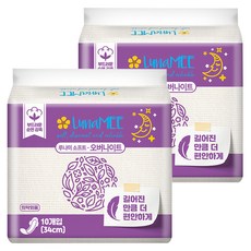 LunaMEE 韓國產超薄瞬吸棉柔衛生棉 蝶翼型, 10片, 2包, 夜用型(34cm)