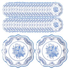 Blue Flora派對一次性紙盤 22cm, 1組, 40入