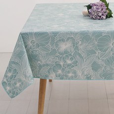 Casa Bella 美麗家居 北歐風防水桌巾 140cm x 220cm, 140 x 220cm, 湖綠三色堇, 1個