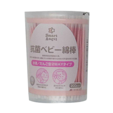 西松屋 Smart Angel 超細紙軸多功能抗菌嬰兒棉棒 200支, 1盒