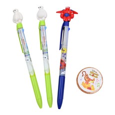 heemangnote 迪士尼 大英雄天團造型 0.5mm三色筆 3支 + 紙膠帶 Set, 混合顏色, 1組