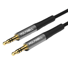 POLYWELL 寶利威爾 3.5mm 公對公 三極 0.5m 黑色, PW15-W52-B120, 1條