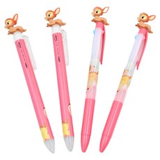 hM PLUS Disney 迪士尼 小鹿斑比造型原子筆套組，三色原子筆2入+單色原子筆2入, 小鹿斑比款, 1組