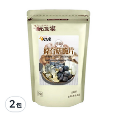 元氣家 綜合菇脆片, 嚴選新鮮菇類製成, 富含膳食纖維, 口感酥脆爽口, 100g, 2包