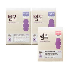템포 내추럴 순면 패드 중형 슬림 날개형 생리대 16개입 2개 + 대형 14개입 1개, 1세트