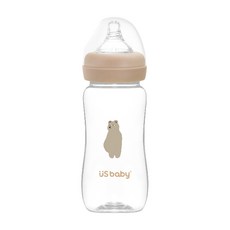 US baby 優生 真母感TRITAN奶瓶, 高透光度, 無雙酚A, 耐衝擊, 耐熱, 人體工學, 棕熊, 300ml, 1個