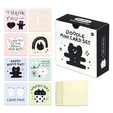 iconic Doodle迷你卡片 8種*3入+信封 24入組, 01款, 1盒