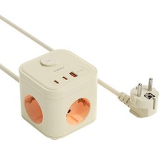 무아스 마카롱 USB 고용량 큐브 멀티탭 3구, 1.5m, 1개, 네온 오렌지