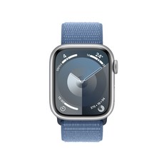 Apple 애플워치 9 GPS+Cellular, 41mm, 알루미늄, 실버 / 윈터 블루 스포츠 루프, Loop