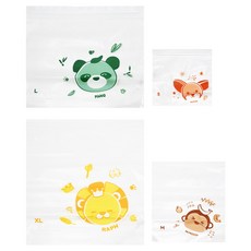 MOTHER-K K-MOM 銀離子抗菌雙夾鏈袋豪華綜合組, 添加Ag+銀離子抗菌劑, 雙重夾鏈5倍速封, 寬底部設計, 厚實強韌耐拉扯, S + M + L + XL, 1盒