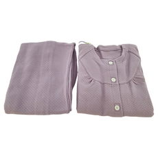 病人服套裝-扣領式-秋冬款-紫色女款, 100%棉, XXL, 紫色, 1組
