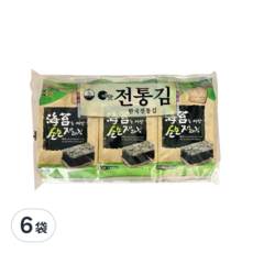 Yemat 原味海苔3入, 韓國鹽烤海苔，酥脆口感，無添加防腐劑, 13.5g, 6袋