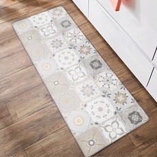 半島良品 PVC防油防水皮革地墊, 45x120cm 易於清潔, 長款(120 x 45cm), 巴洛克瓷磚, 1個