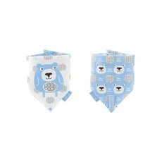 KU.KU Duckbill 酷咕鴨 口水巾 圍兜 三角扣帶領巾 Pacifier Bandana Bib, 38 x 20cm + 35 x 20cm, 霸氣灰熊