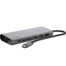 벨킨 7in1 USB C타입 멀티 포트 어댑터 허브 INC009, 실버그레이
