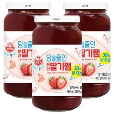 오뚜기 라이트 앤 조이 당을줄인 논산 딸기쨈, 480g, 3개