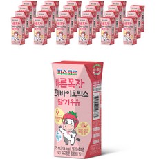 파스퇴르 바른목장 프리바이오틱스 딸기우유, 24개, 125ml