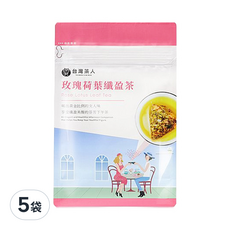 台灣茶人 荷葉玫瑰纖盈茶, 日本進口耐高溫茶包, 3.3g, 10包, 5袋