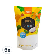TAIYEN 台塩生技 原味料理鹽, 添加鈣鎂鉀等礦物元素, 突顯食材原味 500g, 6包