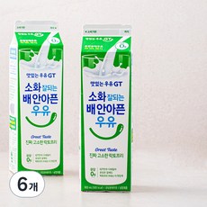 남양유업 맛있는우유GT 소화가 잘되는 고소한 락토프리, 900ml, 6개