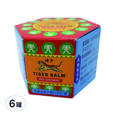 TIGER BALM 虎標 萬金油 紅 軟膏，蚊蟲叮咬、肌肉酸痛或頭痛適用, 10g, 6罐