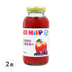 HiPP 喜寶 綜合紅寶多果汁，嚴選自然熟成水果製成，不含人工糖分，低酸度，富含維他命C和鐵質，適合4個月以上寶寶, 200ml, 2瓶