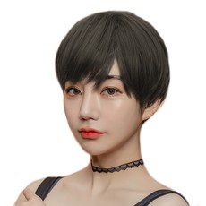 론 통가발 135g + 가발망, 블랙브라운, 1개
