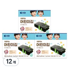 베베쿡 처음 먹는 어린이 김 순수, 건강한 맛, 15g, 12개 - 처음먹는어린이김순수